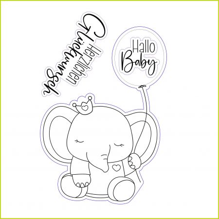 Baby-Elefant - Stempelgummi